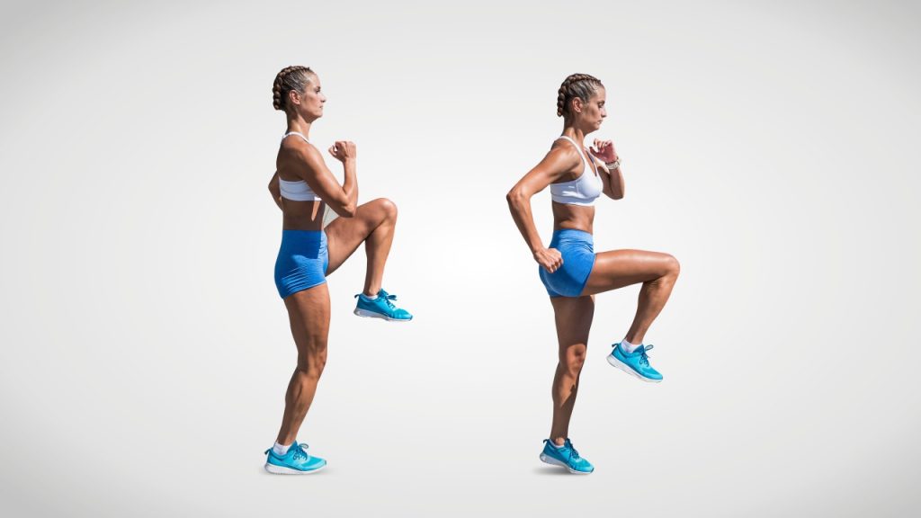 Dynamic stretches for runners: High knee skips